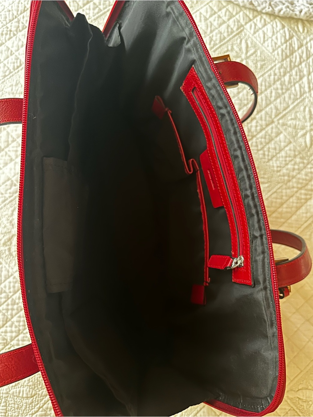 Danier Red Leather Laptop Bag - Classic Working Women's Bag - Picture 5 of 9